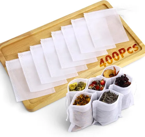 400 bolsas de té desechables para té de hojas sueltas, bolsas de filtro de té vacías para cocinar, bolsitas infusoras para especias, café, hierbas y