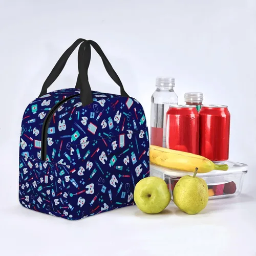 Miniatura 7 de Bolsa de Almuerzo Higienista Dental Lonchera para Mujeres y Hombres Bolsa de Picnic Aislada Enfriador Térmico Bolsa Tote Linda para Trabajo Camping