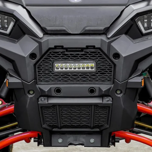 Miniatura 4 de SAUTVS Radiador de pantalla frontal con luz para Polaris Sportsman 850 1000 2017-2025, rejilla frontal de malla con barra de luz LED para Polaris