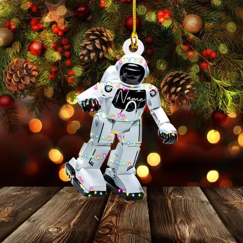 Miniatura 5 de Adorno de robot personalizado 2025, adornos de robot para árbol de Navidad, adorno de robótica, decoración colgante para árbol de Navidad (Robot1)