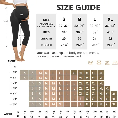 Miniatura 6 de Maternity Capri Leggings Over The Belly Butt Lift -Soft Non-See-Through Workout Pregnancy Pants for Women