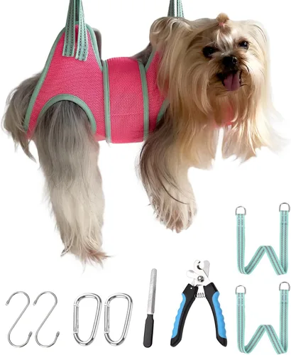 Miniatura 7 de Kkiimatt Hamaca de aseo para perros, soporte de arnés colgante para perro mediano para cortar uñas, hamaca de corte de uñas, bolsa de sujeción