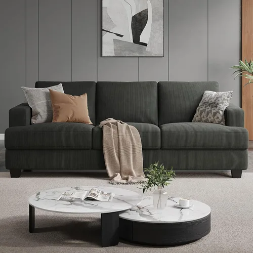 Miniatura 11 de COPIAE Sofá de 226 cm con asientos extraprofundos, sofá de 3 plazas para sala de estar, sofá moderno y cómodo, con apoyabrazos y asientos y Azul