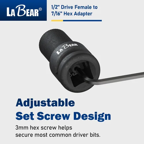Miniatura 4 de LABEAR - Adaptador de llave de impacto, 1/2 "hembra a convertidor hexagonal de 7/16", liberación rápida, mandril de cambio rápido, adaptador