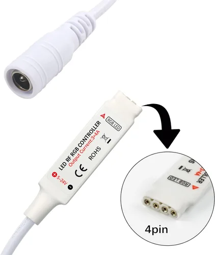 Miniatura 5 de VIPMOON Controlador LED remoto inalámbrico RF de 17 teclas, DC 5V/12V/24V Mini controlador RGB de 4 pines para 5050 3528 5630 luces de tira LED