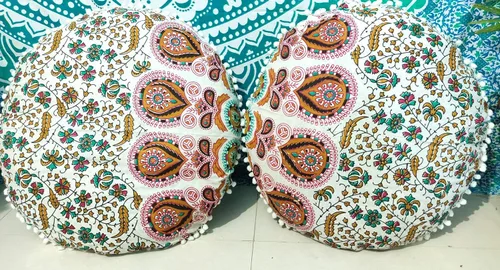 Miniatura 57 de CRAFT KALA Funda de cojín con diseño de mandala, funda de cojín para asiento, hippie, decorativo, bohemio, otomano, de algodón, indio, para sala
