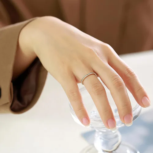 Miniatura 4 de Anillos de compromiso personalizados a juego para parejas, juego de anillos de boda de acero inoxidable dorado para él y ella, anillos de pareja