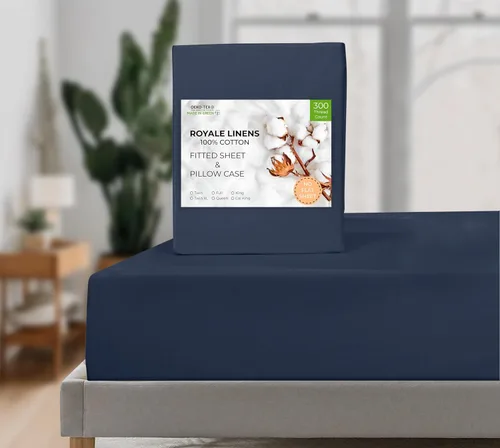Miniatura 9 de Royale Linens Sábana bajera con funda de almohada, sábana bajera individual con 1 funda de almohada, 300 hilos, 100% algodón orgánico, se adapta a