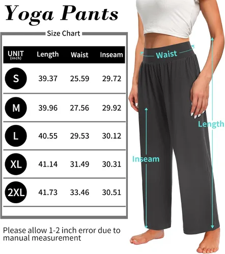 Miniatura 5 de OLIKEME Pantalones de yoga de pierna ancha para mujer, cintura alta, cómodos, casuales, holgados, para entrenamiento, talla grande, pantalones