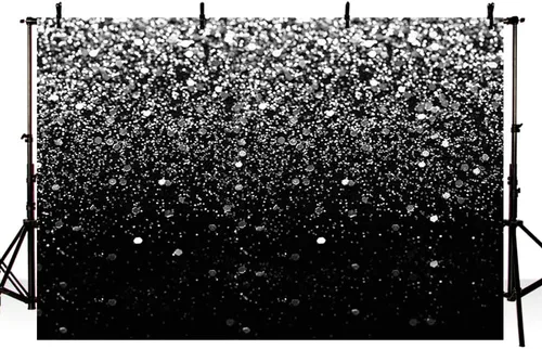 Miniatura 5 de MEHOFOND Fondo de lentejuelas plateadas con purpurina negra, fondo de baile de graduación, cielo estrellado, brillante, fondo abstracto para fotos