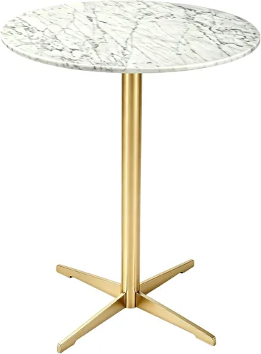 Round Marble Coffee Table with Sleek Metal Frame, Modern Nordic Side Table with, Elegant Nightstand for Living Room, Bedroom, Entryway, and Office -