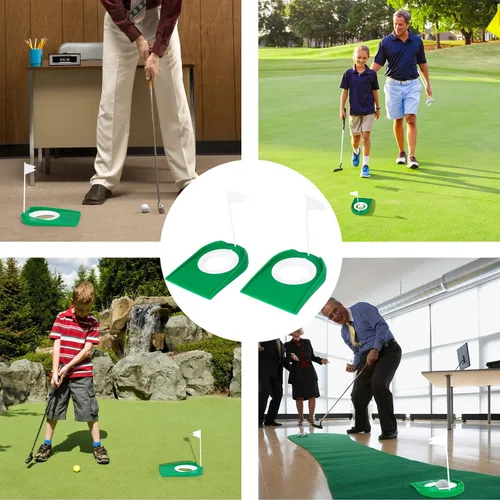 Miniatura 5 de Hooqict Taza de golf y bandera para práctica en interiores, ayudas de entrenamiento de plástico para niños y adultos, para interiores y exteriores