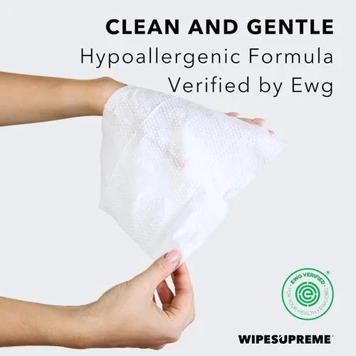 Miniatura 2 de Wipesupreme Toallitas compostables, hipoalergénicas para pieles sensibles, verificadas por EWG, hidratantes con ácido hialurónico, aptas para recién