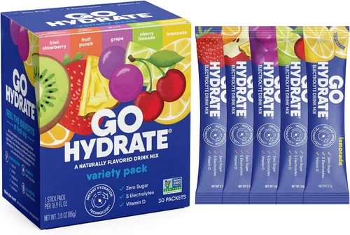 GoHydrate - Paquetes de electrolitos bajos en sodio en polvo, azúcar libre - Mezcla de bebida diaria de hidratación instantánea - Paquetes