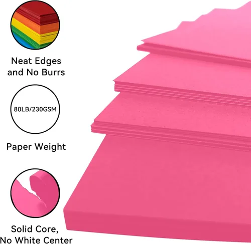 Miniatura 2 de 25 hojas de papel de cartulina rosa oscuro, cartulina de 8.5 x 11 pulgadas para Cricut, papel de construcción grueso para hacer tarjetas, álbumes