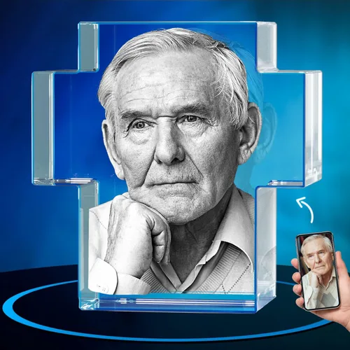 Miniatura 7 de ArtPix 3D Lápida de fotos de cristal, regalos conmemorativos personalizados para la pérdida de mamá, papá, abuela, abuelo, esposa, mascota, gato