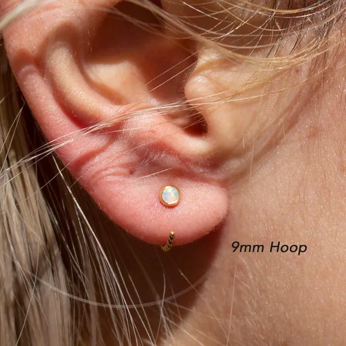Miniatura 9 de Half Huggie Gold Hoop Earrings for Girls Women Tiny Cartilage Birthstone Stud Piercing Earring Hypoallergenic Earring Screw Back Dainty Hug Hoops