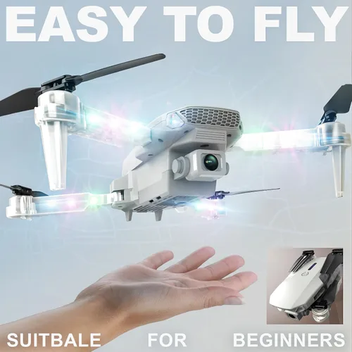 Miniatura 3 de Drone con cámara 1080P HD - Mini drones FPV plegables con luces LED para adultos, niños y principiantes, juguetes y regalos, cuadricóptero RC