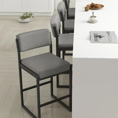 Miniatura 7 de SAECKBERG Taburetes de bar modernos de altura de mostrador, sillas de barra de 26 pulgadas de altura con respaldo, taburetes tapizados, taburetes