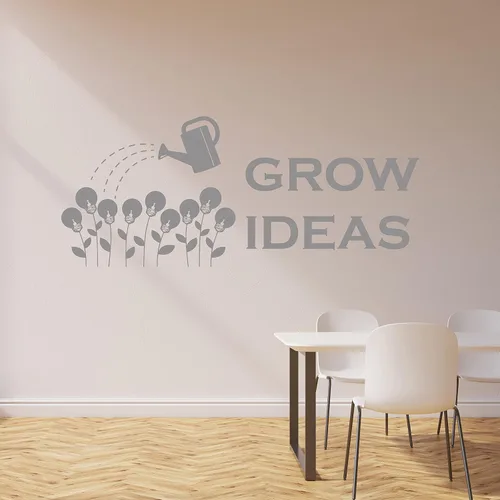Miniatura 3 de Grow Ideas - Calcomanía de pared de vinilo para oficina, letras inspiradoras para la escuela, la sala de negocios, el aula, bombillas inspiradoras