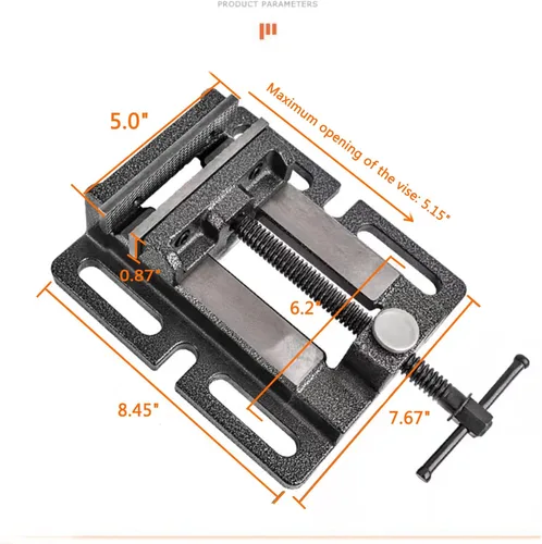 Miniatura 2 de MYTEC - Torno de banco de alta resistencia para prensa de taladro, 5.0" negro, abrazadera de banco de trabajo de liberación rápida, abrazadera