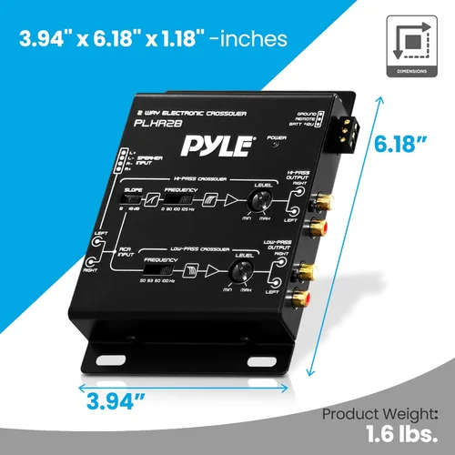 Miniatura 4 de Pyle Red Electrónica de Audio para Automóvil de Cruce de 2 Vías - Pendiente de Octava de Paso Alto/Paso Bajo 6dB/18dB - Indicador LED de Encendido