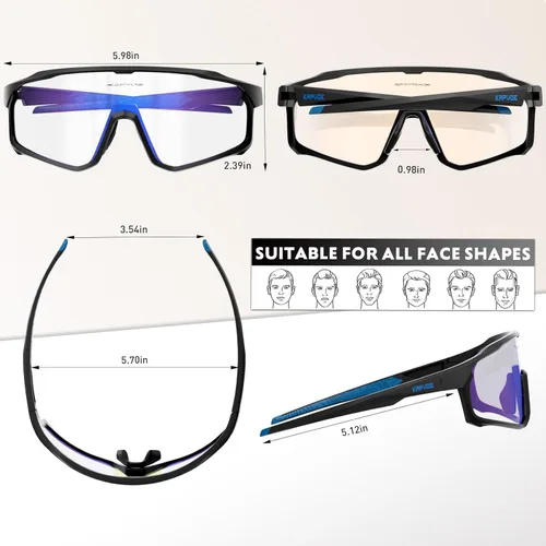 Miniatura 4 de KAPVOE Gafas de ciclismo fotocromáticas para hombres y mujeres, gafas de sol para bicicleta de montaña MTB, deportes, transición, triatlón, carrera