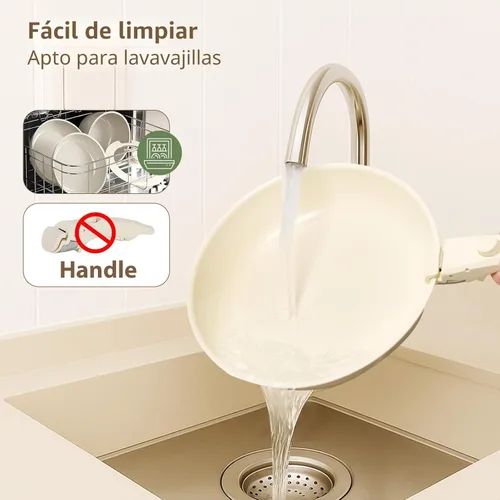 Miniatura 6 de Juego de ollas y sartenes antiadherentes, 16 piezas de juego de utensilios de cocina de cerámica antiadherentes, juego de cocina de inducción