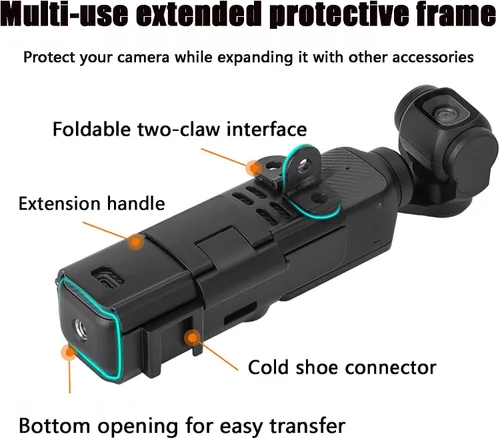 Miniatura 7 de Adaptador de extensión de cámara para DJI Osmo Pocket 4/3, jaula protectora para zapata fría, soporte de montaje en trípode, soporte para mochila