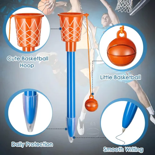 Miniatura 3 de Zonon 9 bolígrafos de aro de baloncesto a granel, regalos de fiesta de baloncesto para deportes, fiesta de cumpleaños, suministros de club