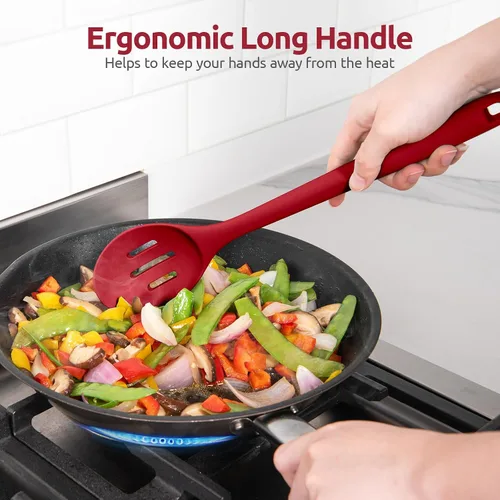 Miniatura 5 de Cuchara ranurada resistente al calor de 600ºF: U-Taste - Cuchara de cocina sólida de cocina de 13.3 pulgadas, utensilio de goma antiadherente de (4)