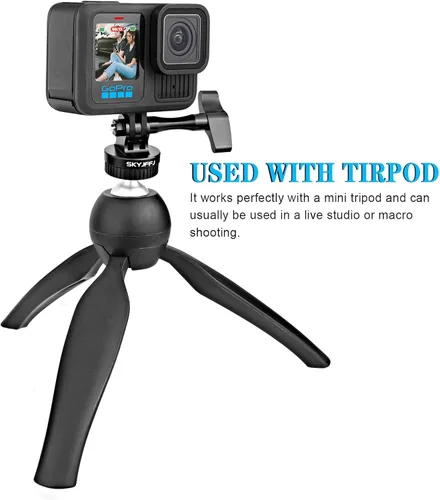 Miniatura 5 de Adaptador de trípode-perno de aluminio compatible Cámara de acción Gopro Hero 13 12 11 10 9 8 DJI Osmo Insta360 AKASO y otras cámaras de acción