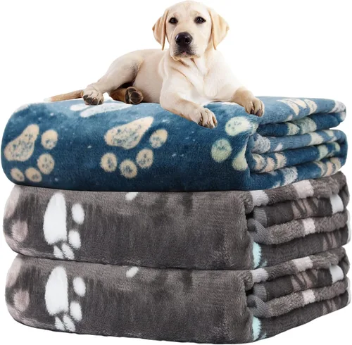 Miniatura 32 de Rezutan 1 paquete de 3 mantas para perros grandes, 41x31 pulgadas para mantas suaves y mullidas para mascotas y gatos de tamaño mediano, reversibles
