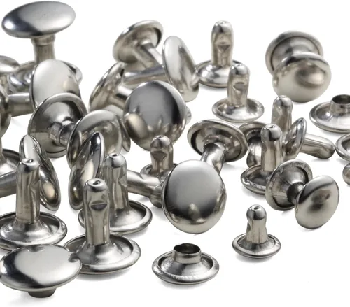 Miniatura 4 de YORANYO 340 juegos de kit de remaches de cuero de tamaños mixtos, remaches para cuero, remaches de doble tapa, tachuelas para ropa y tela con Plata
