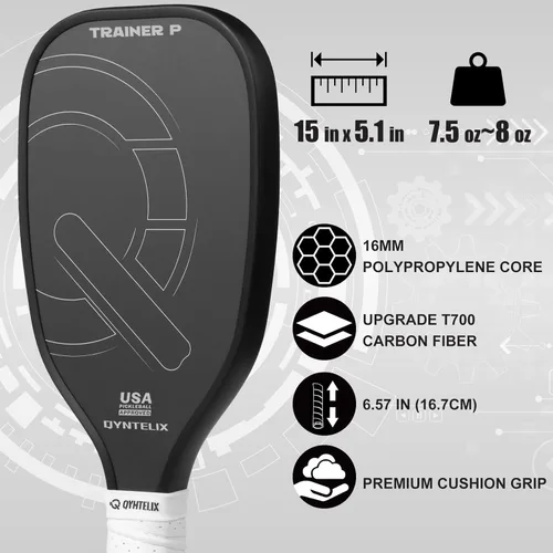 Miniatura 4 de Paleta de entrenamiento de pickleball - Paleta de práctica de entrenador de pickleball aprobada por USAPA, pintura de partículas de fibra de carbono