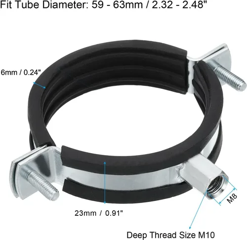 Miniatura 2 de PATIKIL Gancho de tubo de anillo dividido, 2 piezas de 2.5 pulgadas (2.559 in) de hierro chapado en zinc ajustable para montaje en pared, montaje