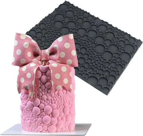 Miniatura 3 de mostsom Molde de silicona para pastel de encaje para fondant y chocolate, decoración de burbujas redondas en relieve, herramientas de horneado