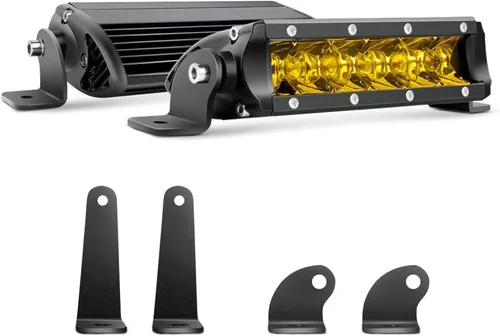 Miniatura 10 de Chelhead Barra de luz LED delgada, barra de luz de 7 pulgadas, haz de inundación, luz antiniebla amarilla, fila única, 30 W, 3600 lm, barra de faros