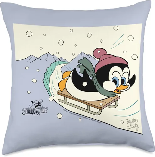 Miniatura 5 de Chilly Willy Penguin Sledding - Almohada de vacaciones, 16 x 16 pulgadas, multicolor