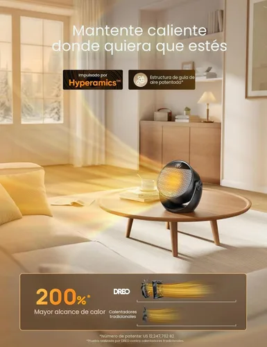 Miniatura 3 de Dreo Calentador de espacio de 1500 W, inclinación ajustable de 60°, calentadores eléctricos portátiles de 10.5 pies/s para uso en interiores