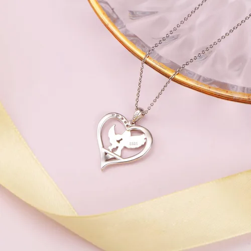 Miniatura 6 de Mama Bear Mama - Collar de plata de ley con colgante de oso en corazón con 1 2 3 cachorros
