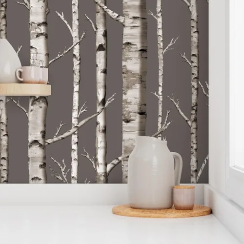 Miniatura 8 de Peel & Stick Wallpaper Swatch - Birch Grove Forest Woods Trees Rustic Custom Removable Wallpaper by Spoonflower