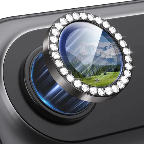 Miniatura 70 de Protector de Lente de Cámara Bling para iPhone 17 Pro / 17 Pro Max, Anillo de Metal con Diamante Individual con Dureza 9H, Protector de Pantalla