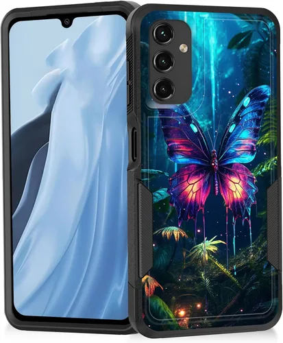 Miniatura 41 de Funda para Galaxy A14 5G, resistente de doble capa híbrida de policarbonato duro, goma suave, a prueba de golpes, funda protectora resistente