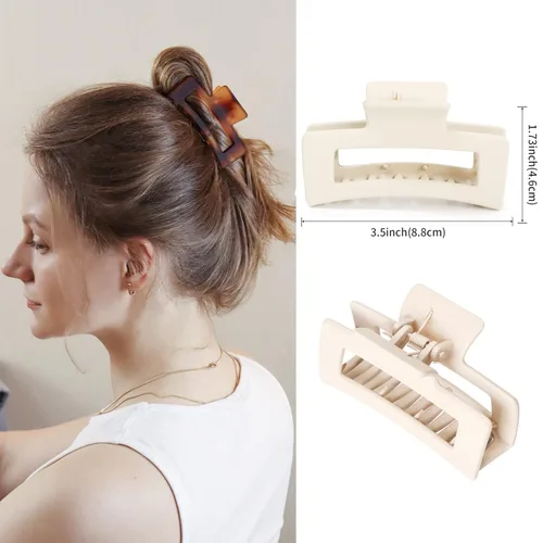 Miniatura 4 de 10 pinzas para el cabello para mujer, 3.5 pulgadas, antideslizantes, medianas y grandes, para cabello fino, paquete de 5 pinzas cuadradas
