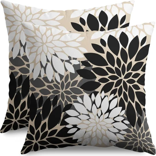Miniatura 50 de Fundas de Almohada Azul Aguamarina 16X16 Pulgadas Juego de 2, Flores de Dalia Primavera Verano Floral Crema Fundas de Almohada Decorativas