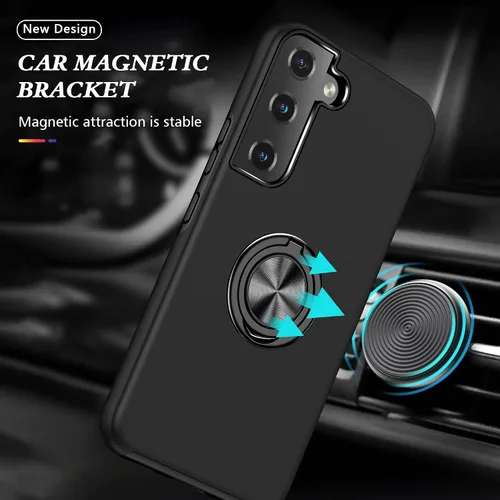 Miniatura 5 de para Samsung Galaxy S22 Plus - Paquete de 2 fundas de TPU autorreparables con soporte invisible (negro)
