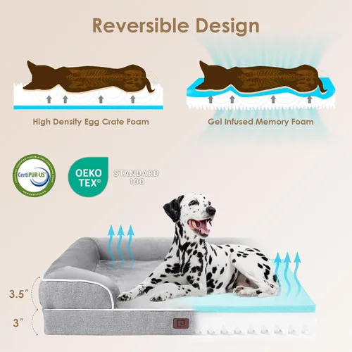 Miniatura 131 de EHEYCIGA – Cama ortopédica impermeable para perros pequeños, de espuma viscoelástica tipo caja de huevos, con bordes elevados y base antideslizante