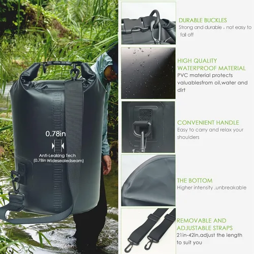 Miniatura 3 de YUMQUA Bolsas secas impermeables 5L/10L/20L/30L/40L para mujeres y hombres, bolsa seca flotante enrollable bolsa de almacenamiento impermeable