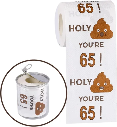 Rollo de papel higiénico de feliz cumpleaños 65 de 3 capas, divertidos regalos de cumpleaños para hombres y mujeres, novedad para decoraciones de